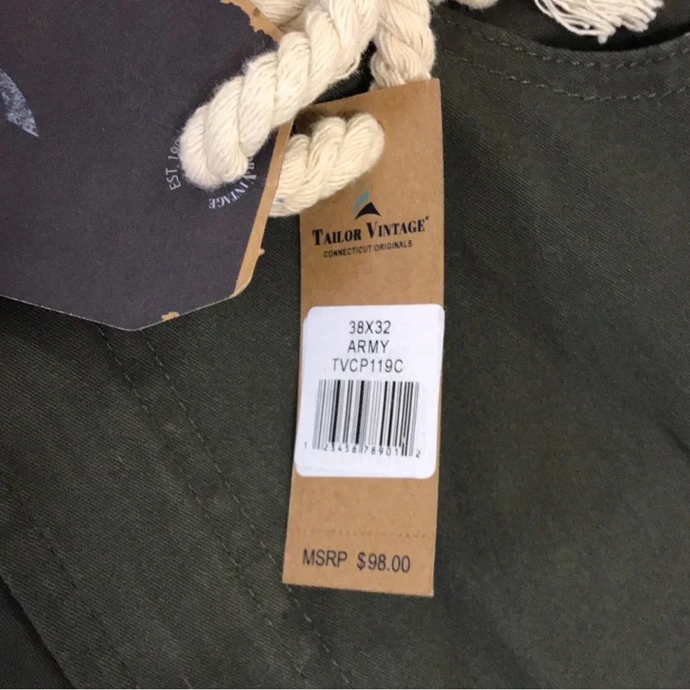 NWT Tailor Vintage Canaan Slim Fit Chinos Army